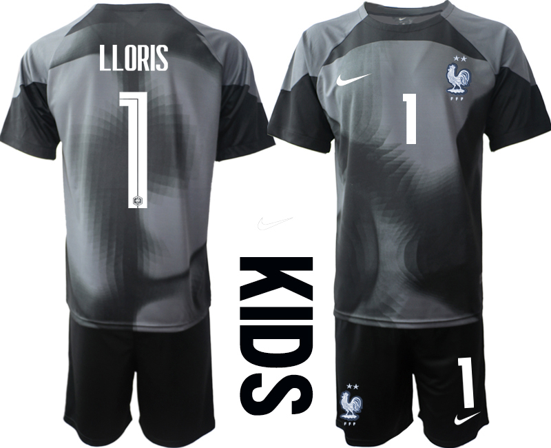 Youth 2022 World Cup National Team France black goalkeeper #1 Soccer Jersey